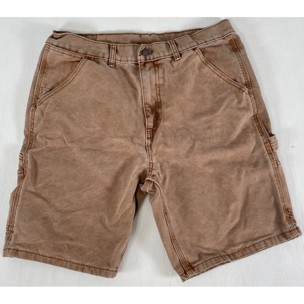 Men's No Boundaries Washed Terra-Cotta Brown Tan Carpenter Shorts Size 32 Cotton